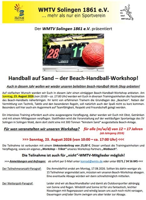 Beachhandball workshop 2026